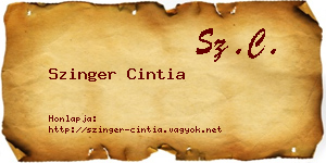 Szinger Cintia névjegykártya